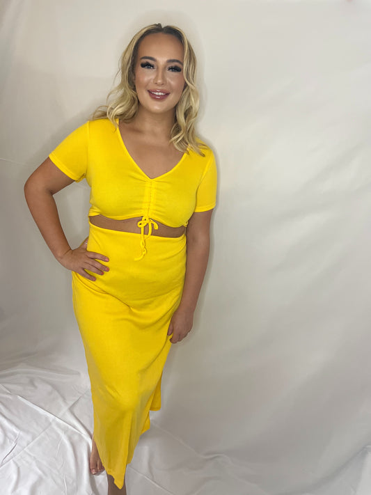 Plus Yellow Open Maxi Dress