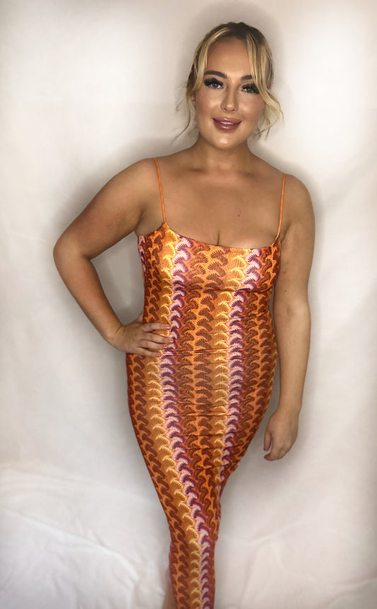 Orange Zig Zag Maxi Dress